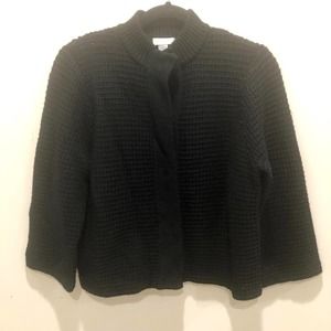 Chicos Heavy Knit Black Snap Cropped Cardigan